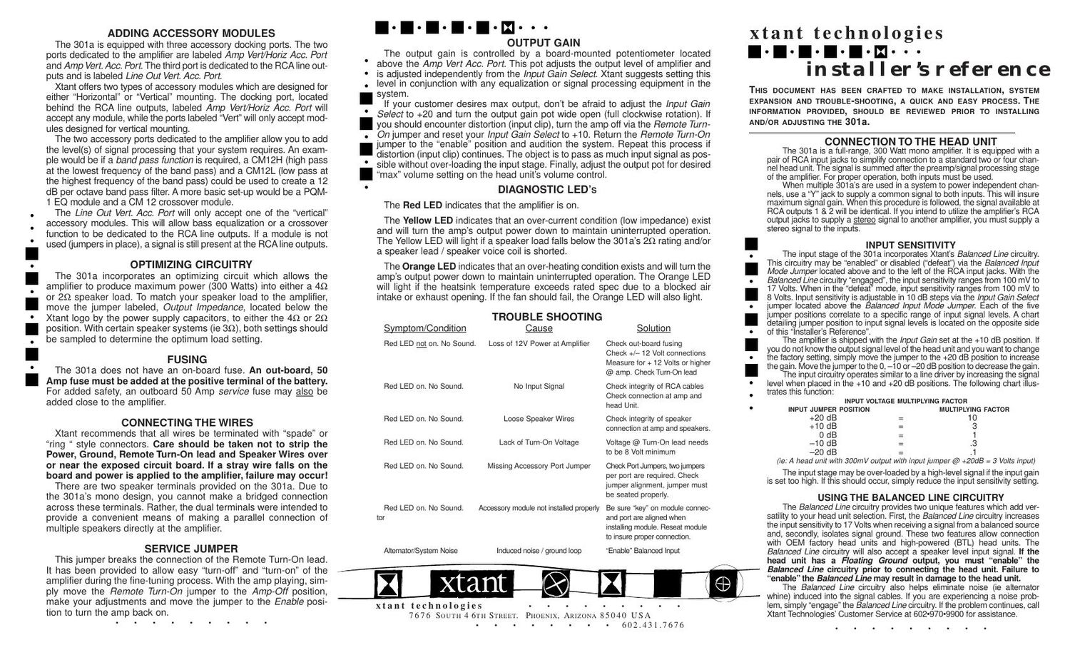 xtant 301 a owners manual