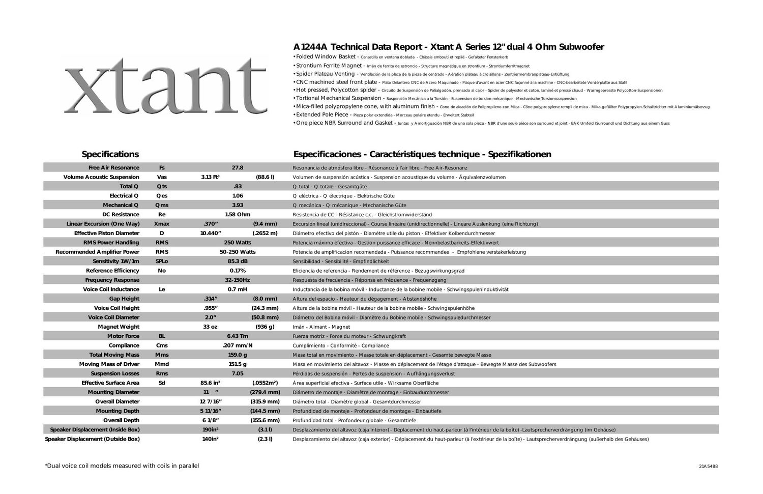 xtant a 1244 a owners manual