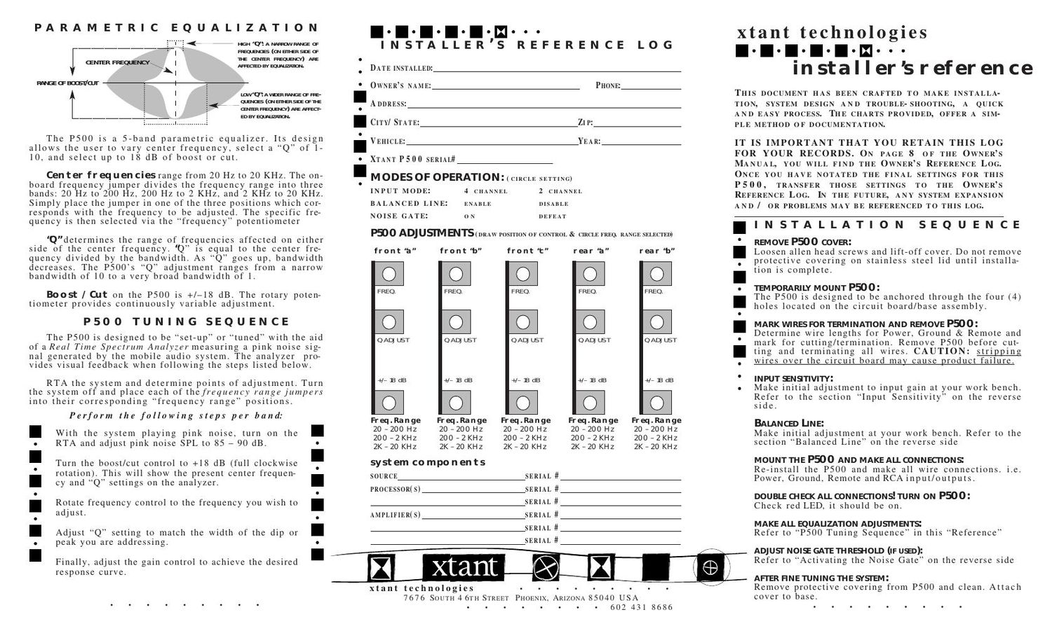 xtant p 500 owners manual