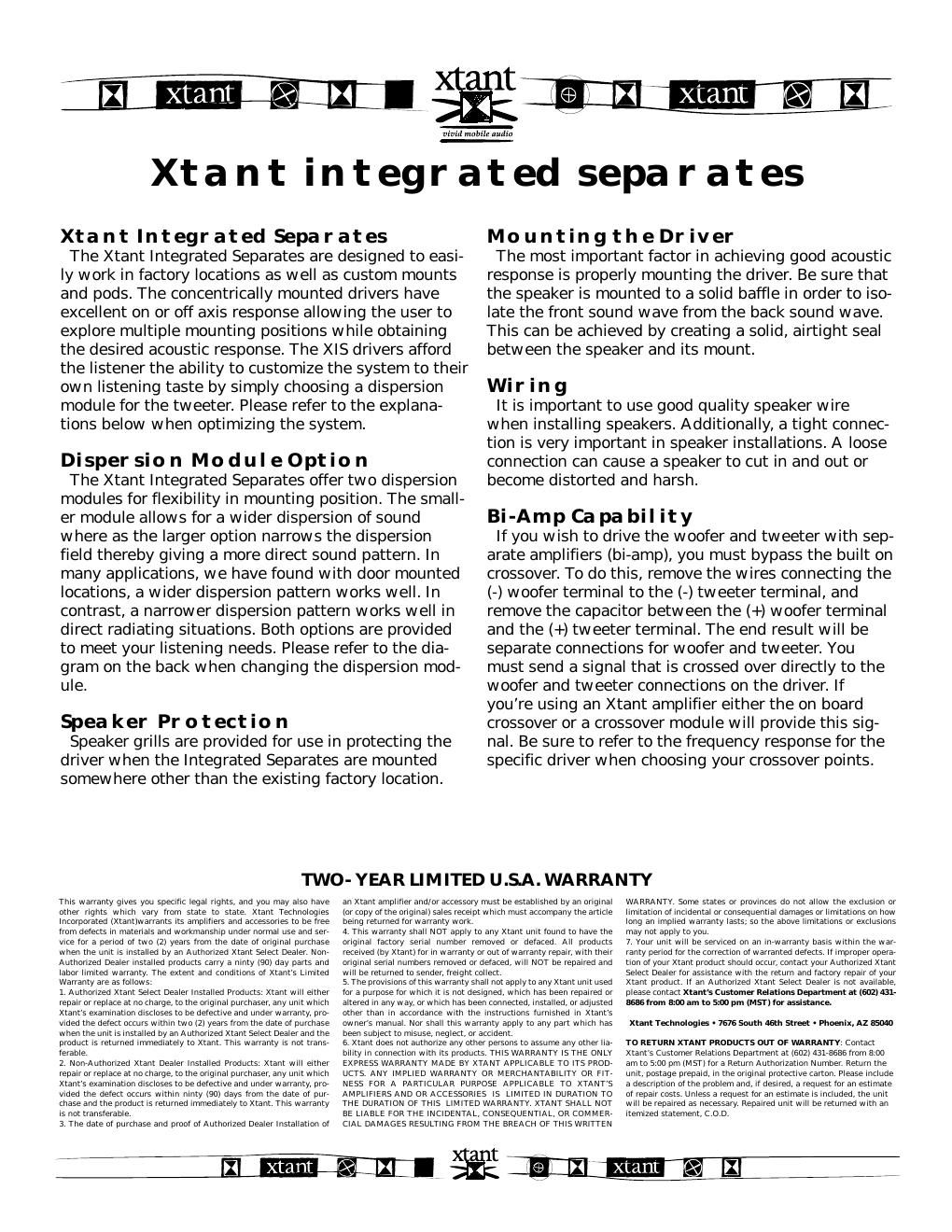 xtant xis owners manual