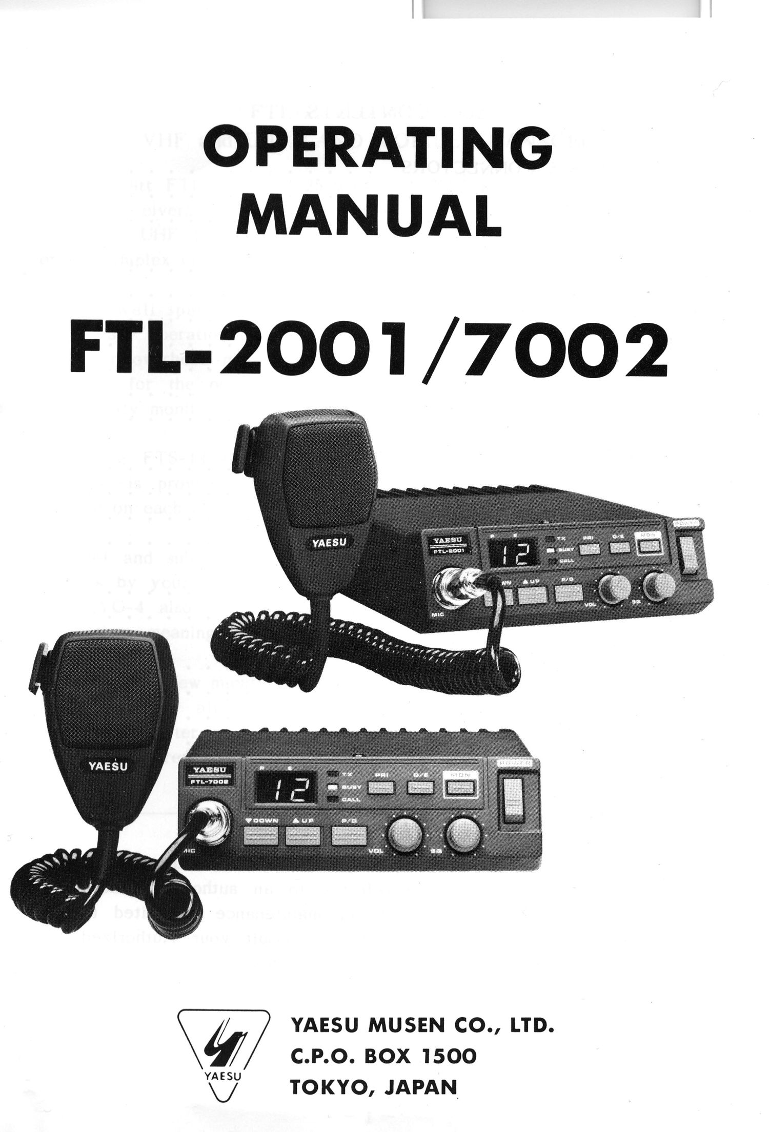 yaesu ftl 2001 owners manual