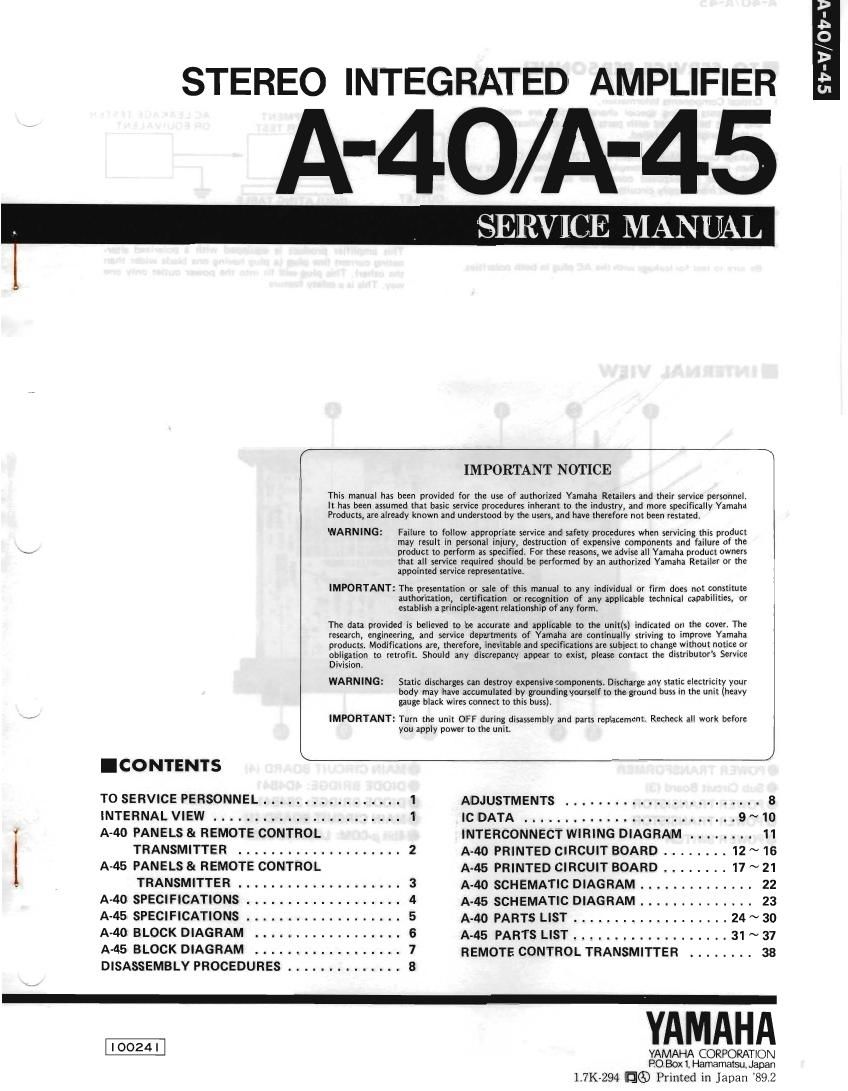 yamaha a 40 schematic