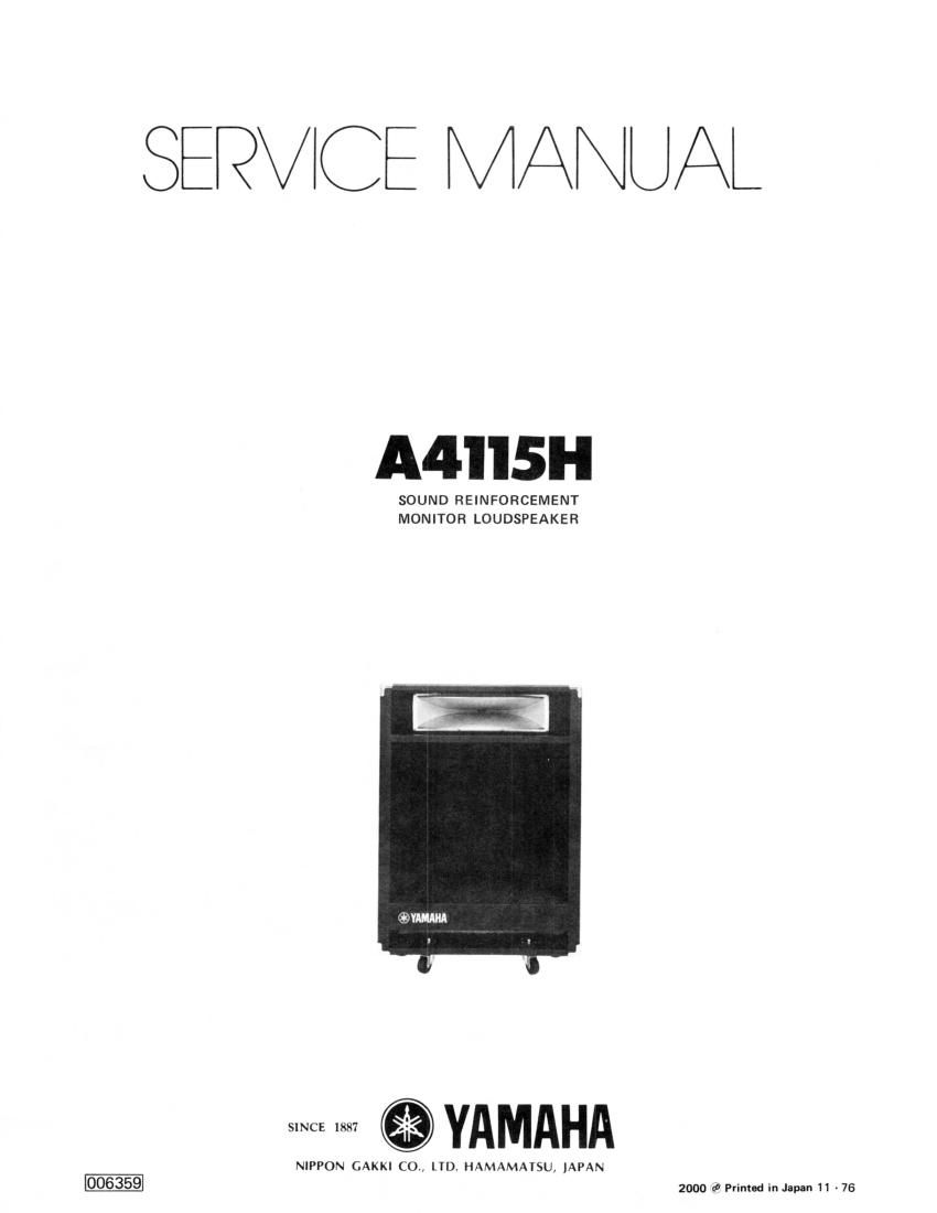 yamaha a4115 powerd cabinet service manual