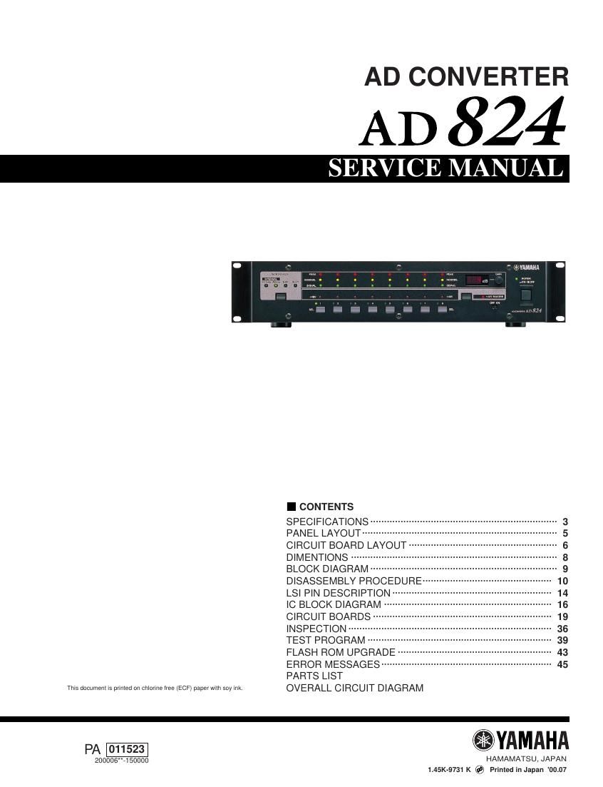 yamaha ad824 ad converter service manual