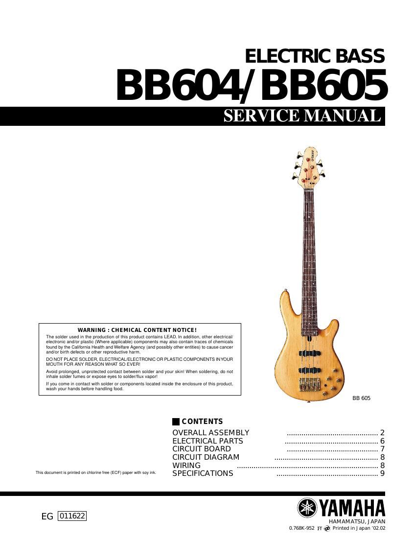yamaha bb604 bb 605 bass service manual