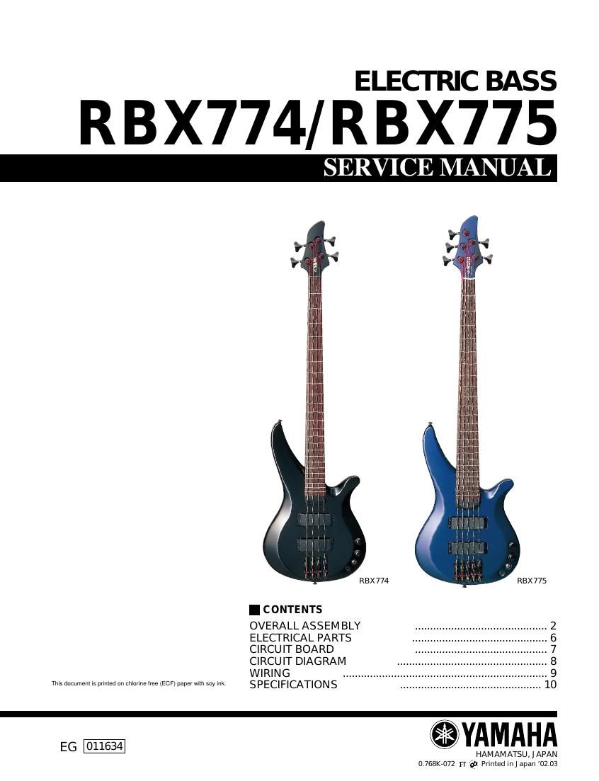 yamaha rbx774 rbx775 bass service manual