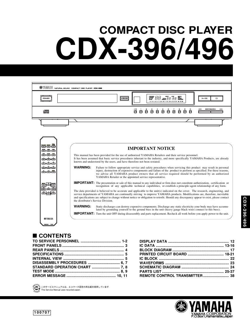 yamaha cdx 396