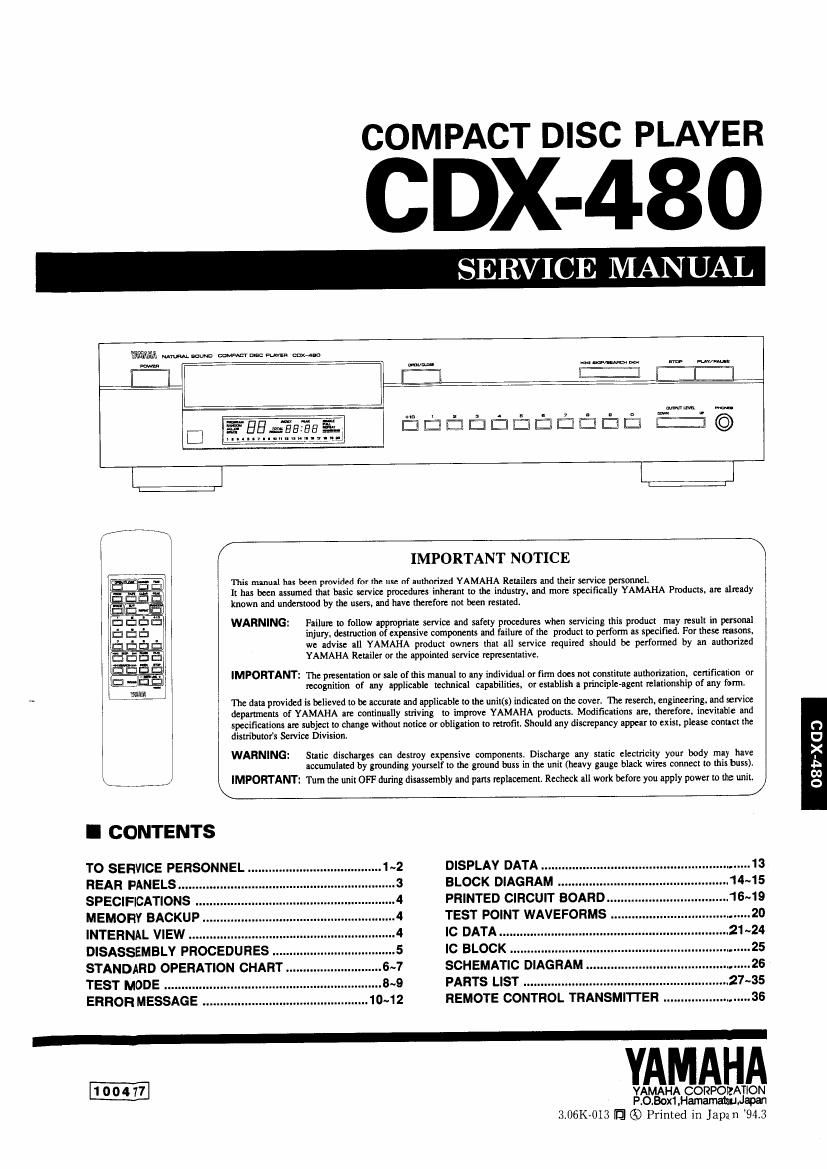 yamaha cdx 480