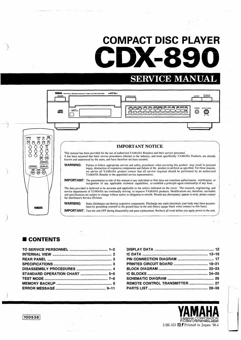 yamaha cdx 890