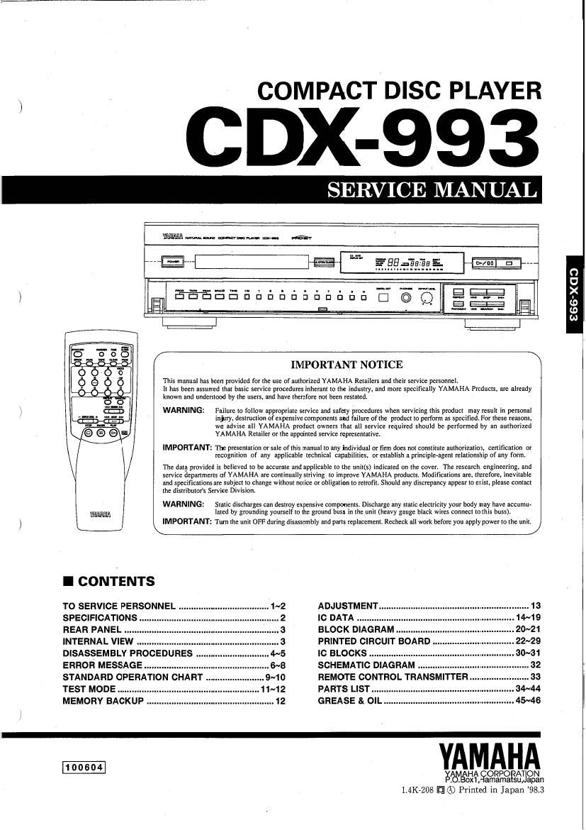 yamaha cdx 993