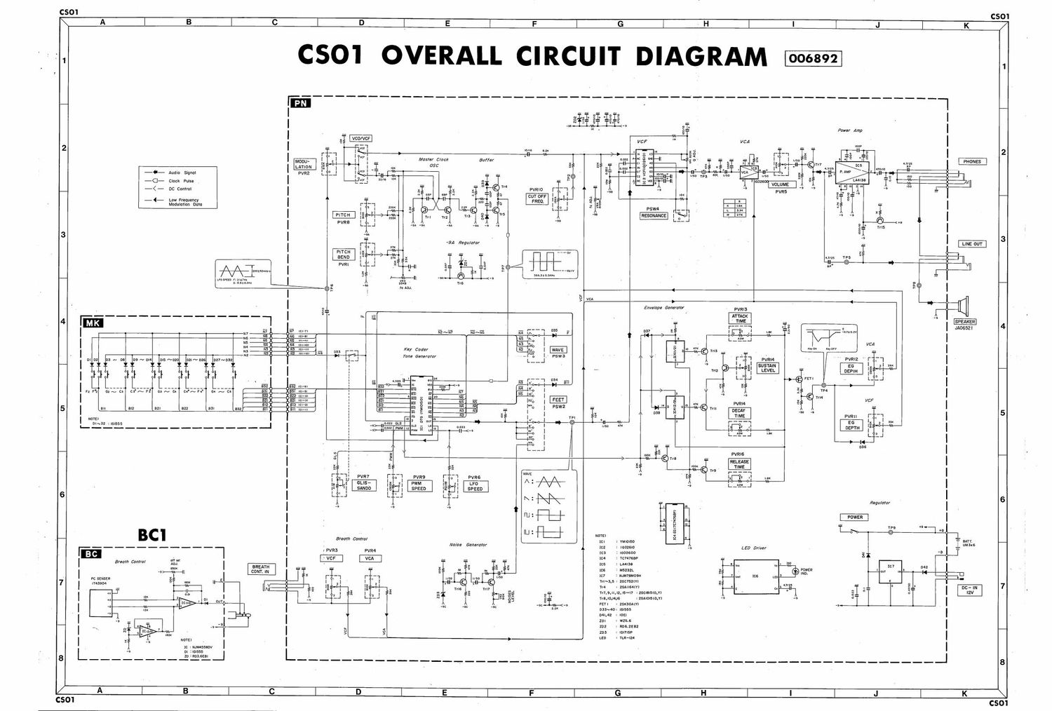 Yamaha CS 01 Overall Circuit Diagram