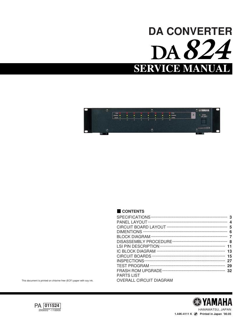 yamaha da824 da converter service manual