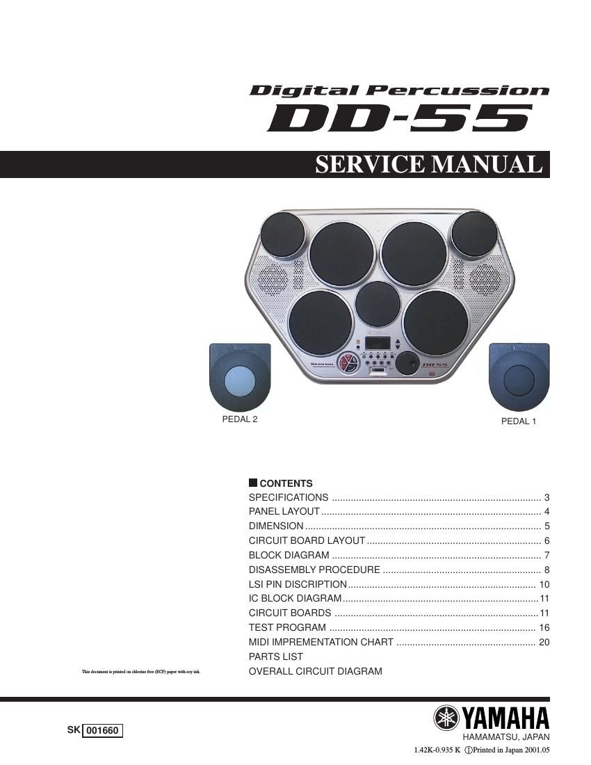 yamaha dd 55 digital percussion service manual
