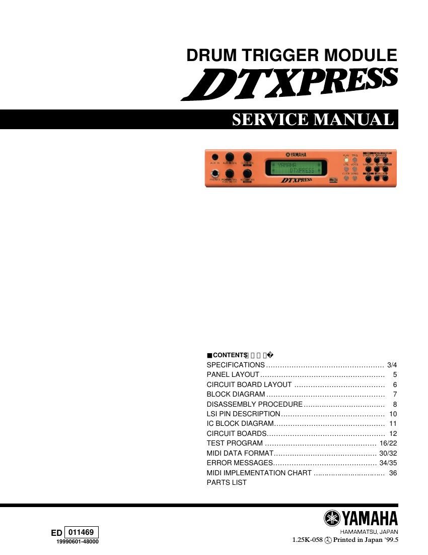 yamaha dtxpress drum trigger module service manual