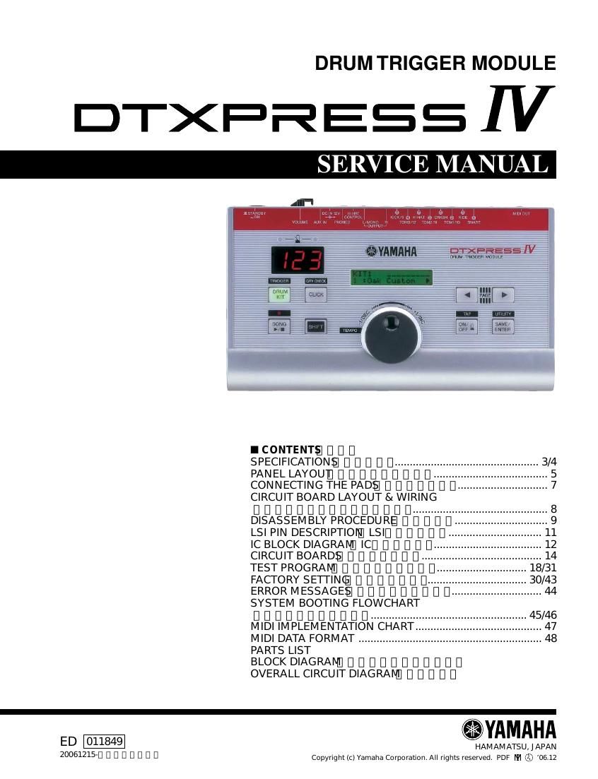 yamaha dtxpress iv drum trigger module service manual