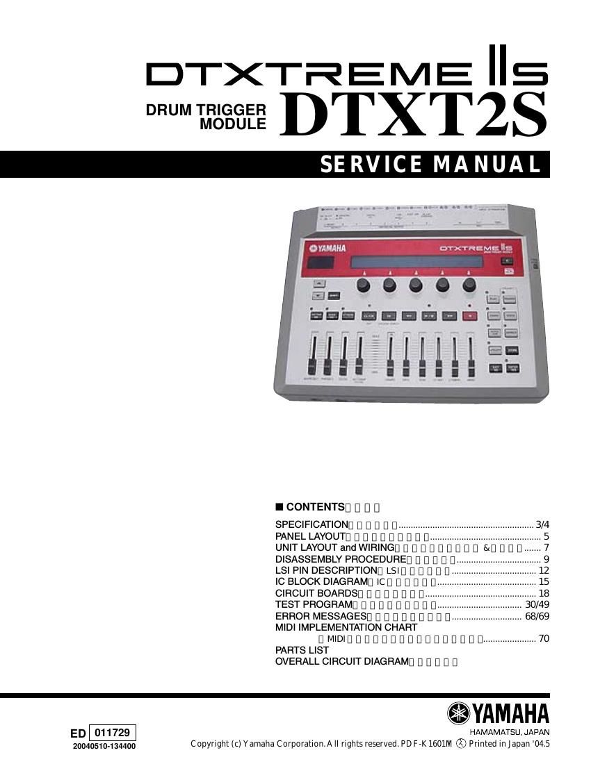 yamaha dtxt2s drum trigger module service manual