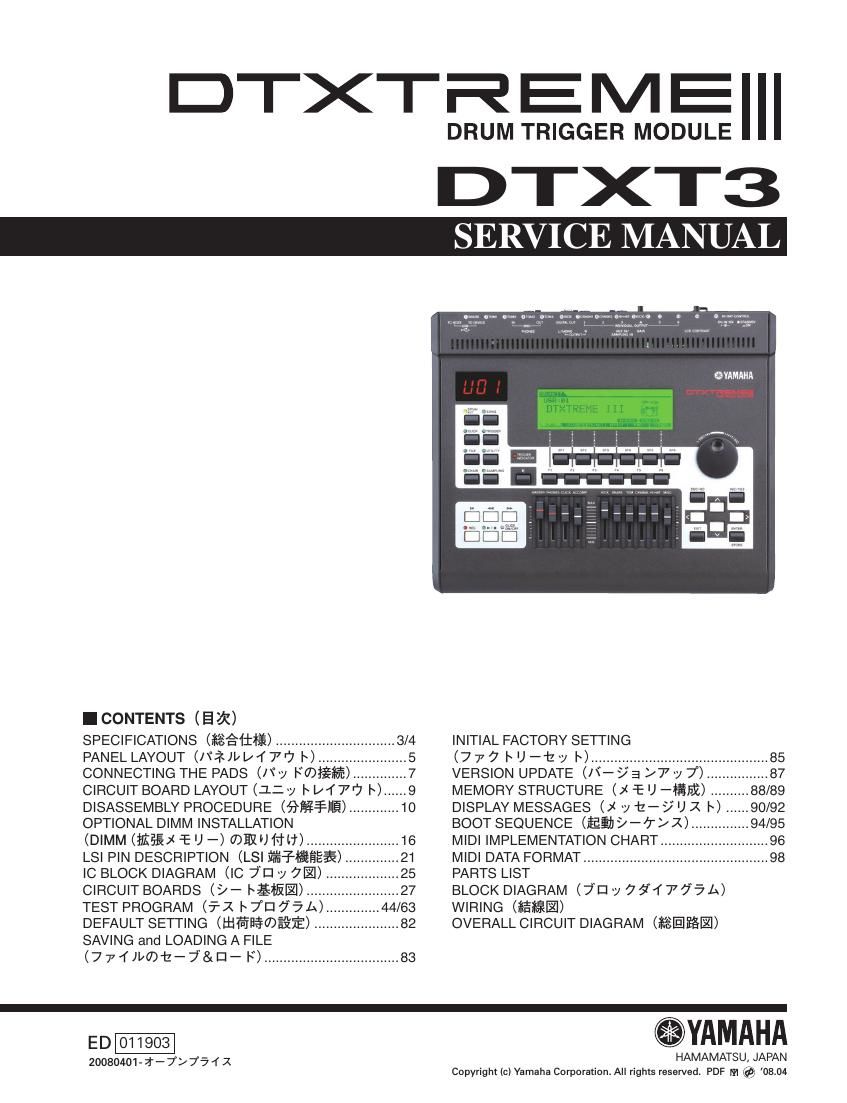 yamaha dtxt3 drum trigger module service manual