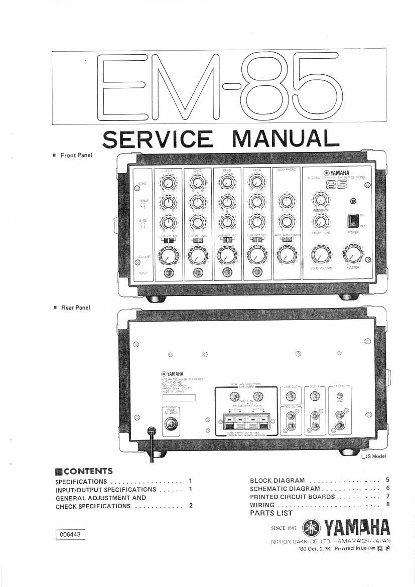 yamaha em 85 service manual