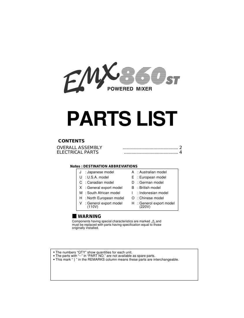 yamaha emx 860e Parts