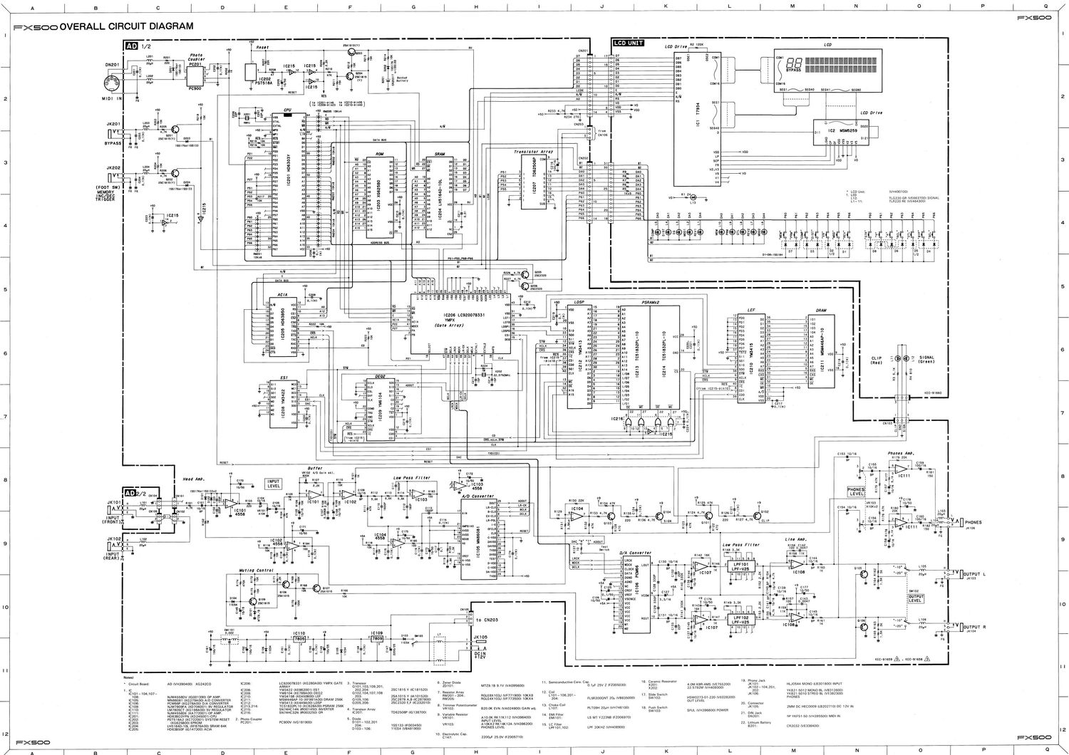 yamaha fx500 guitar effects processor schematic