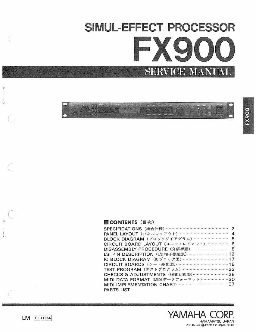 yamaha fx900 effects processor service manual