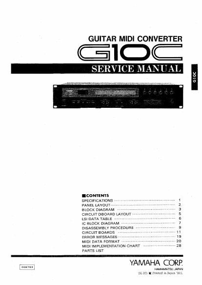 yamaha g10c guitar midi converter service manual