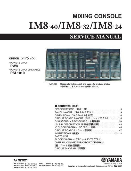 yamaha im8 24 32 40 mixing console service manual