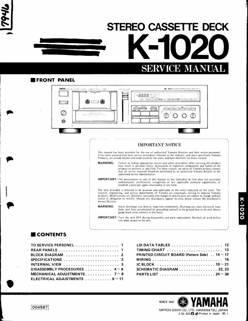 yamaha k 1020