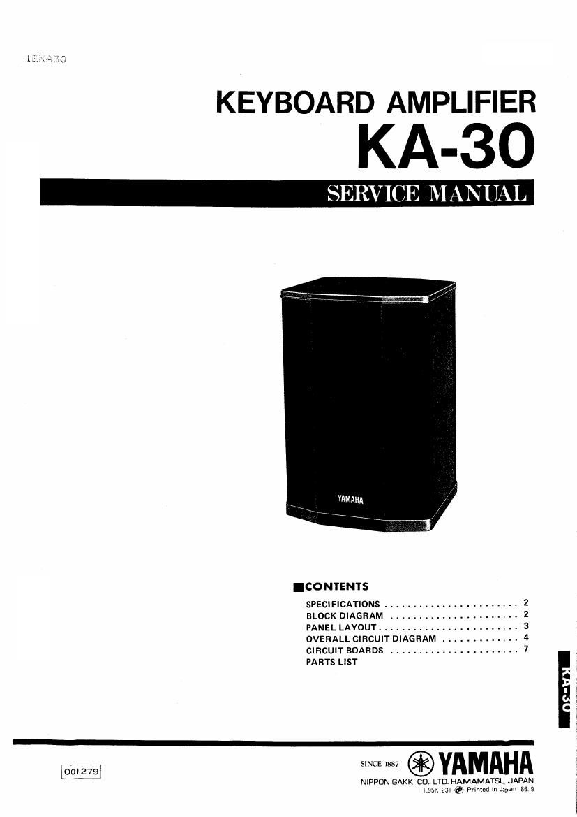 yamaha ka 30 keyboard amp service manual