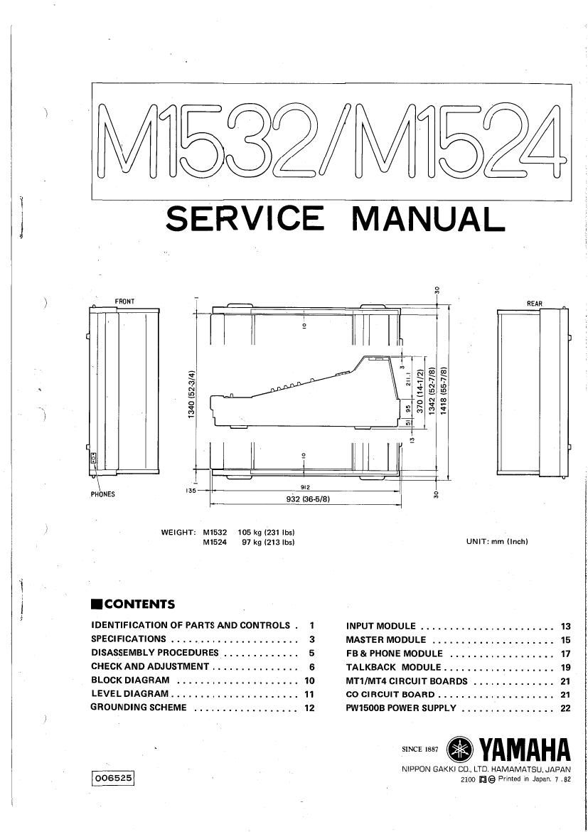 yamaha m1532 m1524 mixer service manual