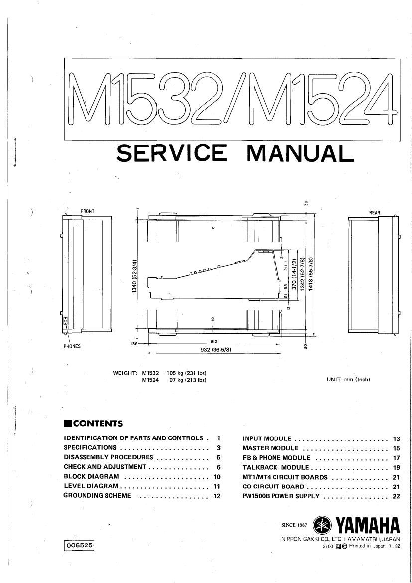 yamaha m1532 m1524 mixer service manual