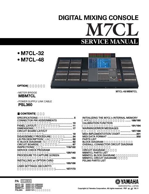 yamaha m7cl digital mixing console service manual
