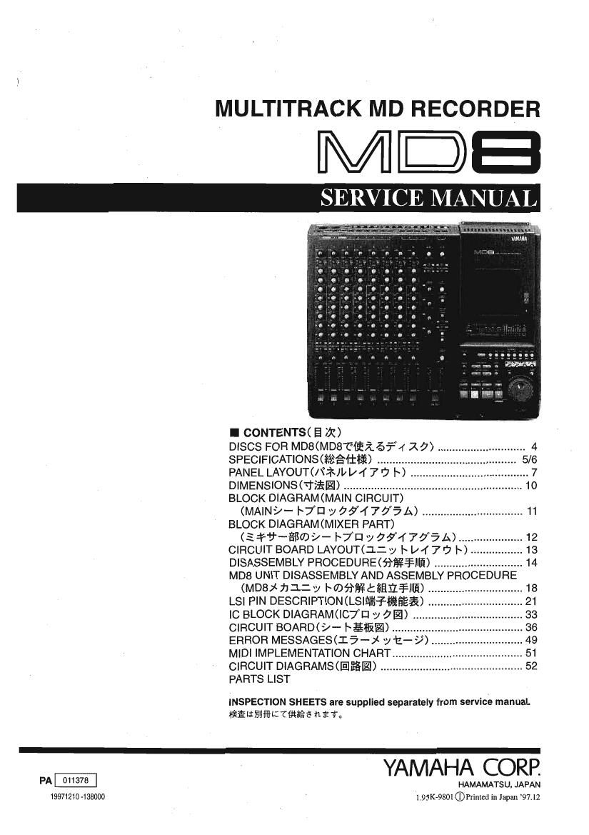 yamaha md8 recorder service manual