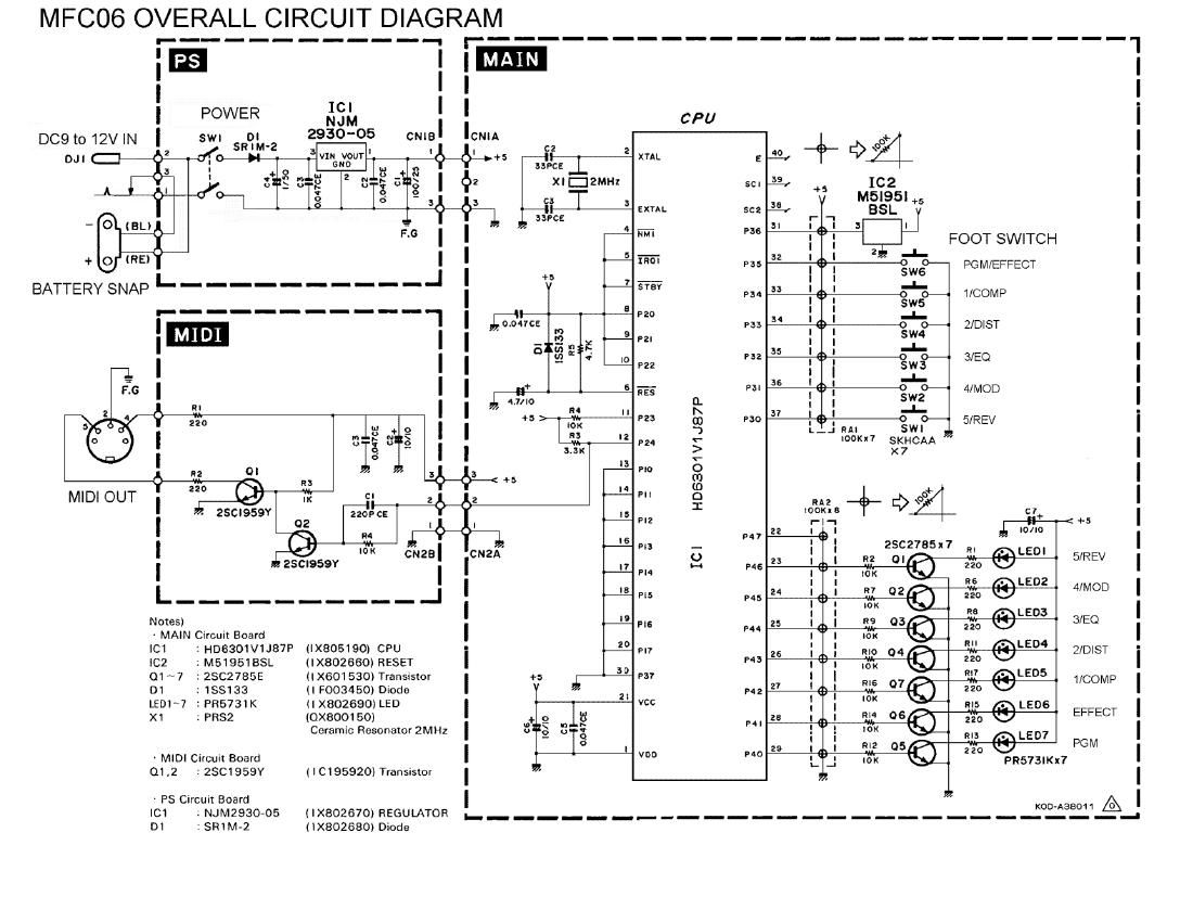 yamaha mfc06 midi foot controller schematic