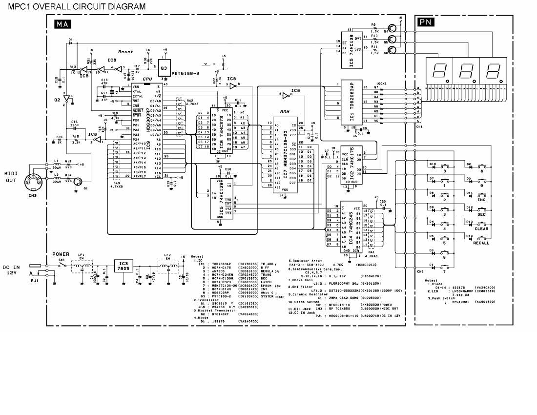 yamaha mpc1 midi program controller schematic