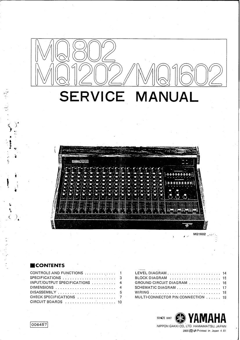 yamaha mq802 1202 1602 service manual