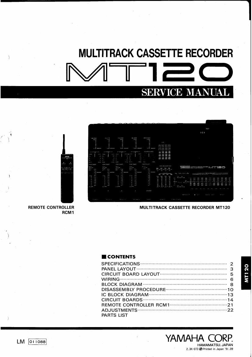 yamaha mt120 cassette recorder service manual