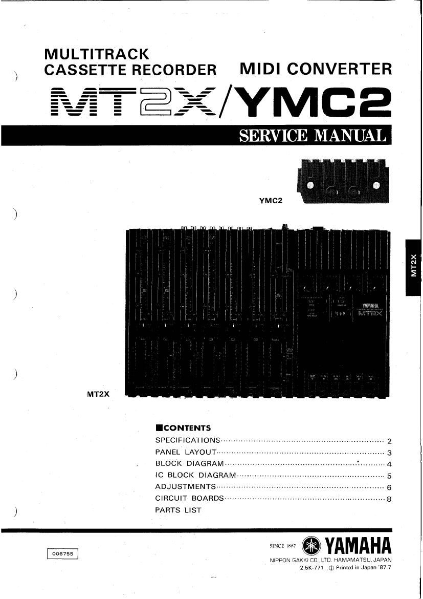 yamaha mt2x cassette recorder ymc2 midi converter service manual