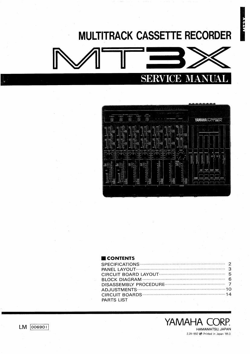 yamaha mt3x cassette recorder service manual