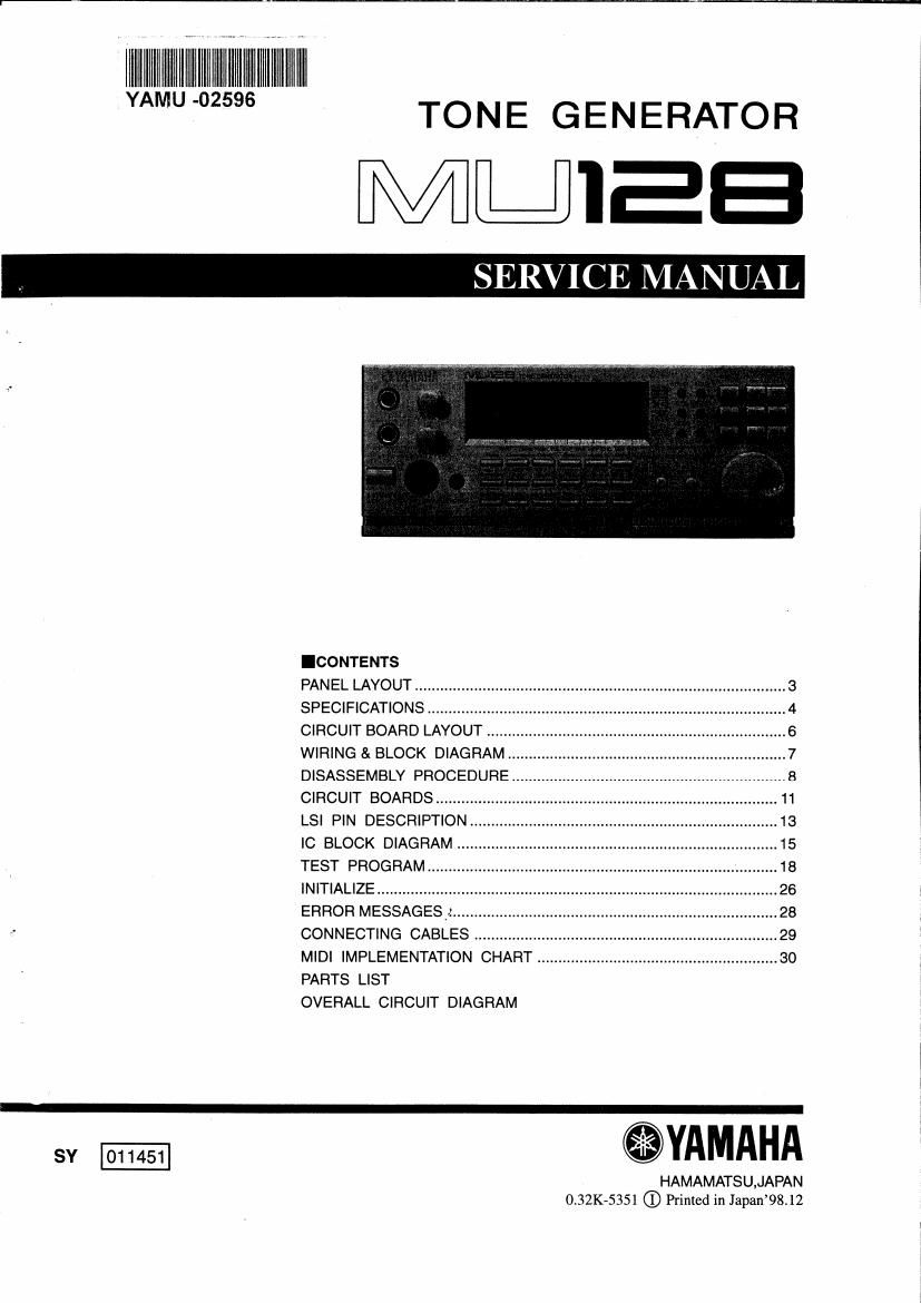 yamaha mu128 tone generator service manual