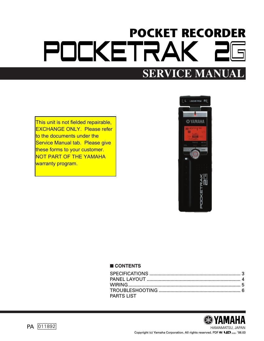 yamaha pocketrak 2 g