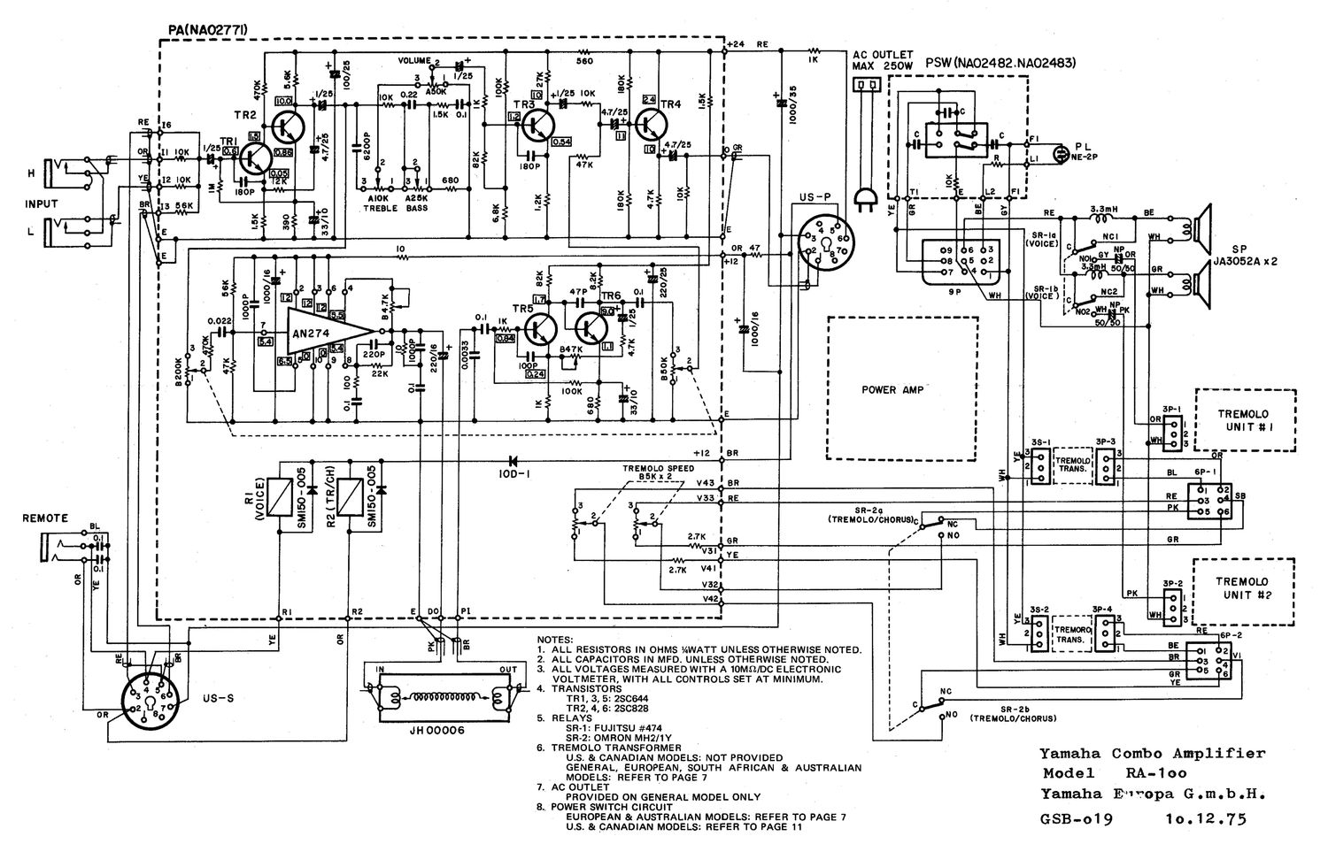 yamaha ra 100 schematic