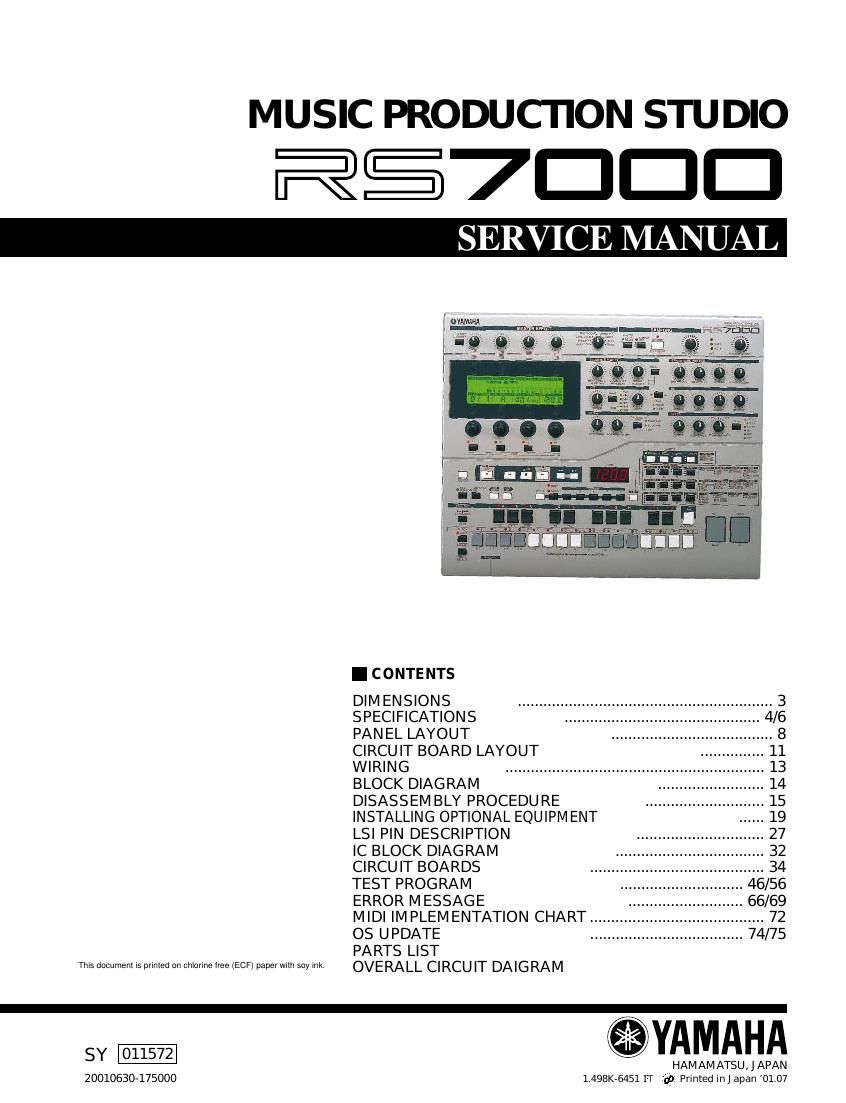 yamaha rs 7000 production studio service manual