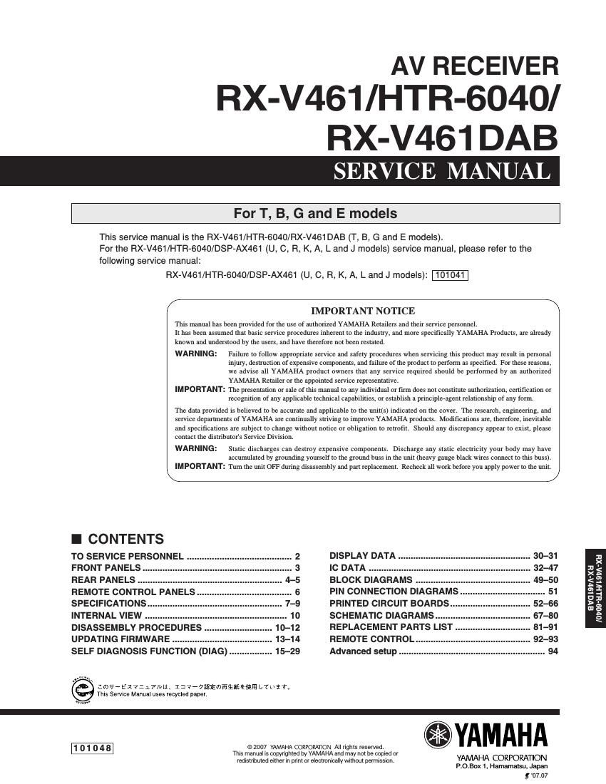 yamaha rx v461 dab