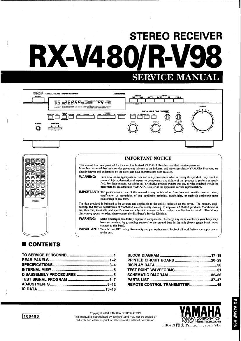 yamaha rx v480