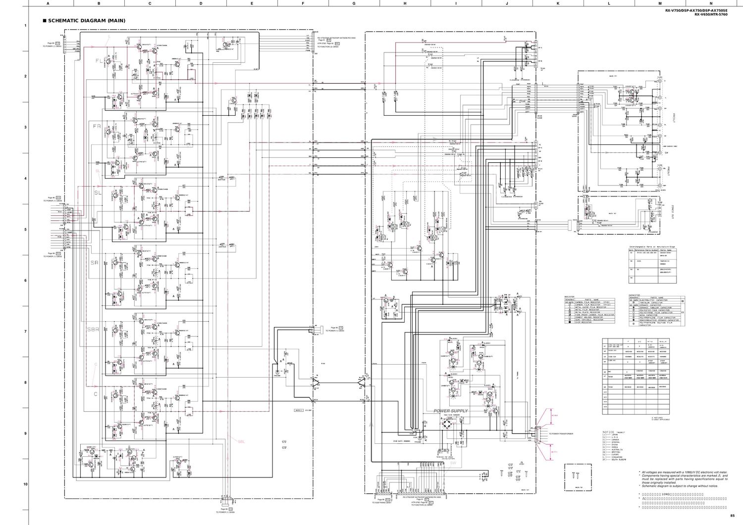 yamaha rxv 750 SchDiagram Main Power