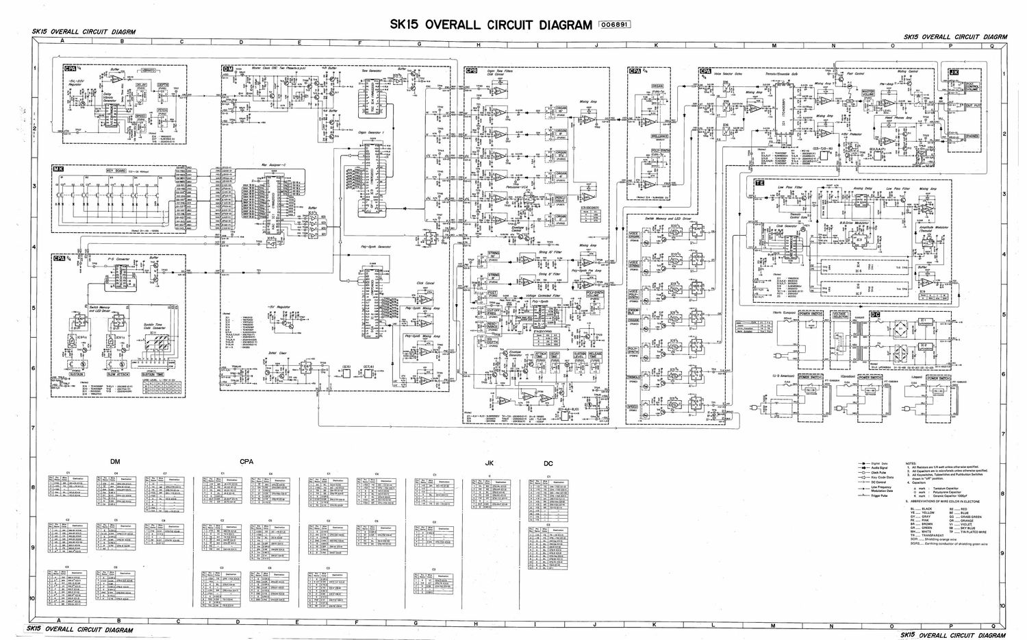 Yamaha SK 15 Overall Circuit Diagram