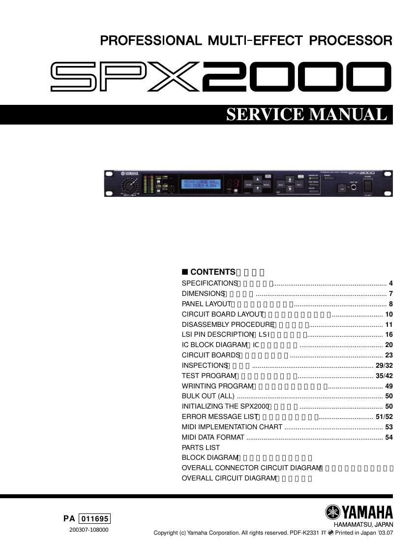 yamaha spx2000 service manual