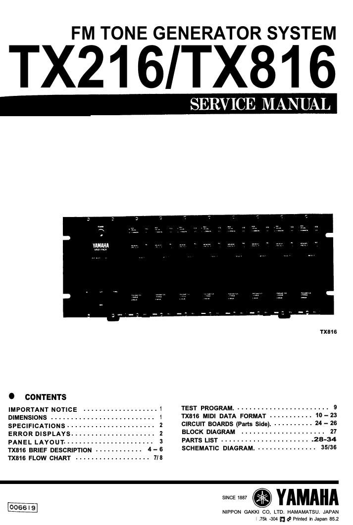 yamaha tx216 tx816 service manual