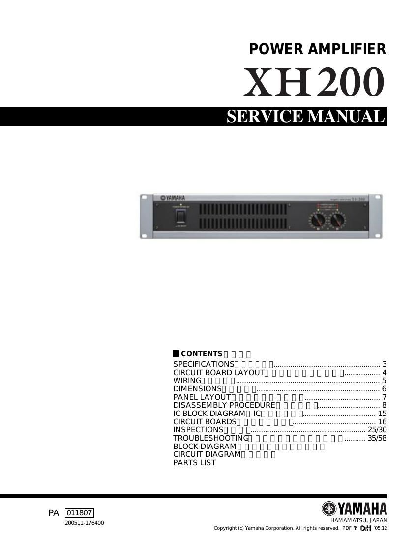 yamaha xh200 power amp service manual